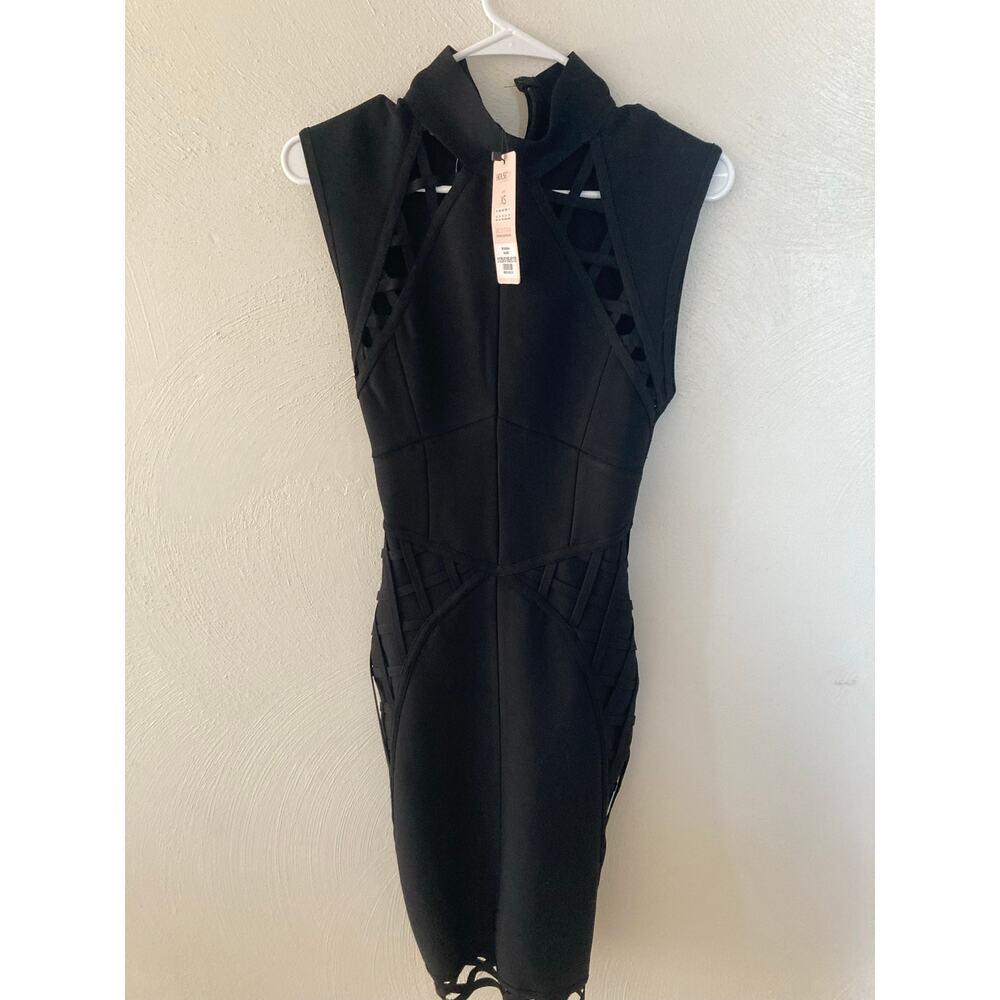 NWT House of CB Black Saira Bandage Bodycon Midi Sexy Cocktail Dress XS - Picture 5 of 7